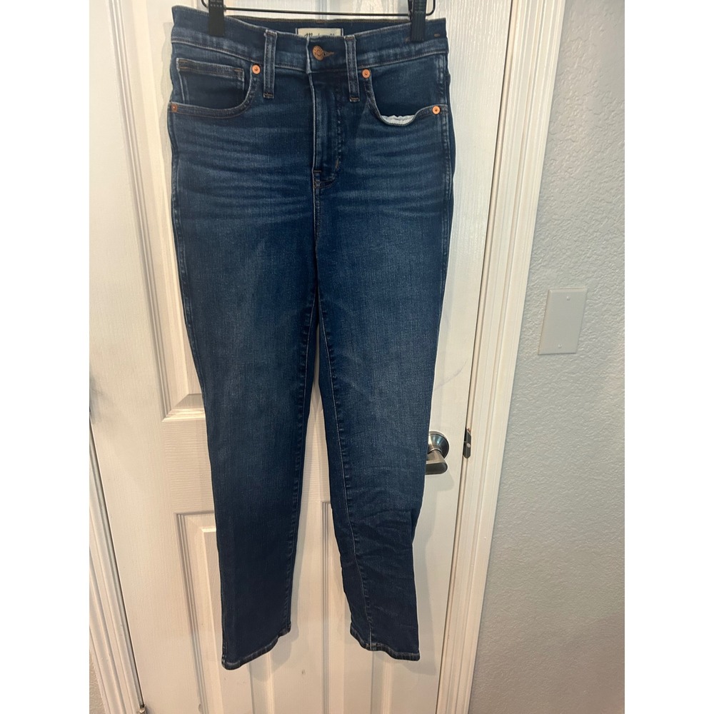 Madewell Stovepipe Jeans Blue High Rise Straight Leg Dark Wash Denim 25 w1181